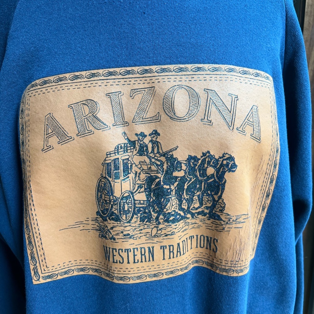 Vintage Santee Arizona Western Traditions Navy Sweatshirt Size XL